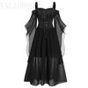 Vestido Longo de Balanço Grande com Alça de Pescoço e Bandagem de Bruxa Amazon Halloween 2023 5 Cores 8 Tamanhos Grande Estoque
