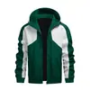 Chaqueta Deportiva para Hombre para Exteriores para Primavera y Otoño, Patchwork de Rayas Diagonales en Blanco y Negro, Corte Holgado, Chaqueta con Capucha Estampada con Letras de Moda