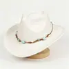 Nuevo Sombrero de Vaquero Occidental Comercio Exterior Transfronterizo Sombrero de Fieltro Estilo Étnico Unisex Estilo Tibetano Ala Curvada Accesorios de Joya Estrella