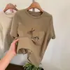 Moda Casual de Conejito de Dibujos Animados Cepillado de Manga Corta para Mujer 2026 Principios de Primavera Camiseta Versátil Base Top de Manga Corta
