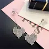 E1148 Brincos Estilo Coreano Amor Stud de Orelha Diamante Brinco de Haste Longa Coração de Pêssego Elegante Joia de Orelha Simples Versátil