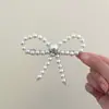 Grampo de Cabelo Elegante Francês com Laço de Pérola para Mulheres Grampo Elegante Superior Grampo de Mola para Parte de Trás da Cabeça Acessórios de Cabelo com Senso Avançado