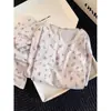 Pijama de Terciopelo Floral con Encaje Dulce para Mujer 2026 Nueva Colección Primavera y Otoño Manga Larga Pantalón Largo Conjunto para Casa Talla Grande
