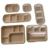 Bandeja Biodegradável para Molho de Mergulho, Caixa de Bandeja Pequena com Três Compartimentos, Caixa de Bandeja Descartável para Molho de Mergulho de Churrasco