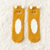 Meias de veludo coral outono e inverno femininas sem fiapos meias para dormir espessas quentes meia veludo bordado urso de desenho animado meias de chão