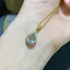 Colgante de Aguamarina Natural Cristal, Piedra Principal Limpia Aproximadamente 7*10mm, Incrustación de Plata 925, Artesanía de Electrochapado Fina