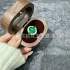 Anel de Calcedônia de Gelo Natural para Mulheres, Pedra Preciosa Cor de Jade Incrustada com Pedras Preciosas Prateadas, Anel de Ágata Transparente de Gelo Verde Imperial