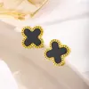 Pendientes de Trébol de Cuatro Hojas de la Suerte para Mujer 2026 Nuevo Estilo Ins Diseño Simple de Gama Alta Pendientes Regalo de Cumpleaños para Novia