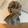 Bufanda de Punto Azul de Pingüino Lindo para Mujer Otoño e Invierno Atmósfera Coreana Dibujos Animados Protección Cálida para el Cuello Bufanda de Lana para Estudiante