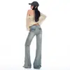 Novedad de principios de otoño estilo lavado desgastado no ajustados jeans slim acampanados 2026 cintura baja azules pantalones elásticos transfronterizos
