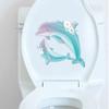 M-74 caricatura lindo dos pequeñas ballenas flores rosa niña corazón pegatinas de inodoro decoración del hogar pegatinas de pared autoadhesivas