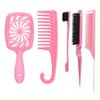 Peine de Torbellino Colorido Platino, Peine de Gancho Curvo, Peine de Cola Puntiaguda, Peine de Dientes Anchos, Peine para Dar Volumen al Cabello, Peine de Doble Uso para Cabello Seco y Húmedo