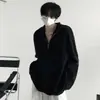 Suéter American Retro com Capuz e Zíper Meio, Primavera e Outono 2026 para Homens, Cardigan Jaqueta Tricot Cool de Cor Sólida, Estilo Coreano