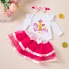 Conjunto de Vestido Festivo para Bebé Niña Otoño/Invierno 2026: Conjunto de 3 piezas para bebé: mameluco de manga larga, falda y diadema