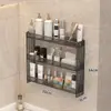 Mueble de lavabo pequeño para apartamento, gabinete de almacenamiento, lavabo de baño montado en la pared, estante de almacenamiento para artículos de tocador, gabinete sin perforaciones