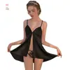 Kamai Xue Lencería Sexy Pijama Sexy Camisola Camisón Espalda Descubierta Malla de Encaje Transparente Vestido Pijama para Casa 1992
