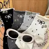Calcetines de otoño para mujer, diseño de lunares y lazo, calcetines de media pantorrilla estilo ballet, calcetines de algodón de moda, estilo preppy