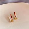 Pendientes geométricos vintage de resina marrón con pasador de plata bañada en oro real pendientes de temperamento nicho pendientes Maillard para mujer