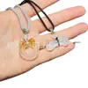 Ágata Natural Colgante Oreja de Gato Hielo Alta Calidad Linda Mascota Calcedonia Color Caramelo Anillo Gato Colgante Hueso Cadena para Suéter