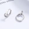 Aretes Geométricos Redondos con Zirconia Incrustada para Mujer Plata de Ley 925 Elegantes Coreanos ins Viento Frío Argolla para la Oreja