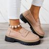 2025 Nuevos Mocasines de Primavera y Otoño Talla Grande Casuales Escarchados Estilo Británico Zapatos de Mujer Tacón Grueso Suela Gruesa Exportación Retro