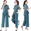 Conjunto de Calça Pantalona Pequeno 2025 Novo Verão Feminino Temperamento Moda Verão Feminina Conjunto de Duas Peças de Chiffon