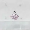 Brincos de Liga de Titânio Astmf136 Coloridos em Formato de Cisne com Rosca Interna, Piercings Labiais Cheios de Diamante em Formato de Cisne, Joias para Piercing