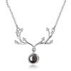 Collar con colgante de plata de ley S925 con forma de ciervo y proyección transfronteriza para mujer, cadena de clavícula con colgante "Te amo" en 100 idiomas