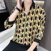 2022 nova camisa de manga três quartos masculina personalidade moda marca penteado camisa de manga curta masculina camisa de manga três quartos de verão