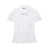 2026 Verano Nuevo Estilo Europeo y Americano Moda Versátil Ajustado Camisa de Popelina a Rayas Top de Manga Corta con Cuello de Solapa Ajustado
