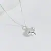 Collar Nalan S925 Plata de Ley Corazón Grande Pulido Exquisito Simple Moda para Viajes Cotidianos Nicho Y03025