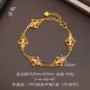 Fuerte Retención de Color Hilo Dorado Brillante 24K Incrustaciones de Pedrería Flor de Iris Remolino de Burbujas Clip de Papel Pulsera Joyería de Mano de Moda Nicho Europeo y Americano para Mujeres