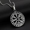 Cross Border Factory Viking Rune Colar Homens Aço Inoxidável Moda Prata Sorte Rodada Pingente Jóias Presente Atacado