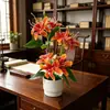 Flores Artificiales: 9 Plantas de Jazmín en Maceta para Decoración de Salón de Bodas, Bonsái de Flores Artificiales con Tacto Realista para Arreglo de Hogar y Hotel, Maceta Pequeña