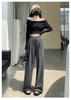 Calça Feminina de Cashmere Wide Leg com Cintura Alta, Caimento Fluido, Modelagem Solta, Emagrecimento, Calça Reta Casual, Novo Estilo Primavera e Outono 2026