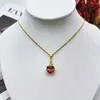 Collar con Forma de Corazón Yanbai para Mujer, Diseño de Nicho de Lujo Ligero, Cobre Incrustado con Circonita, Colgante de Rubí Espinoso, Cadena Versátil para Clavícula, Collar Dorado