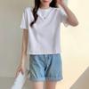 Camisetas Lisas Versáteis de Manga Curta para Mulheres no Atacado, Camisetas Largas para o Dia a Dia, Tops de Manga Curta para o Verão, Camisetas Brancas para Mulheres