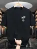 Estilo Novo de Verão Camiseta Pesada 230g Gola Redonda Manga Curta Casual Simples Estilo Resort Árvore de Coco Top Masculino 100% Algodão