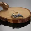 Joyería de Plata de Ley S925 Anillo de Cola de Alas Personalizado para Hombres y Mujeres Pareja Plata Tailandesa Retro Tendencia Moda Anillo de Pluma