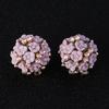 Aretes de Flor de Cerámica Diamante Aguja de Plata Verano Dulce Aretes Combinables Simples Nicho Lujo Ligero Elegantes Aretes al por Mayor