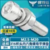 Juego de Tornillo y Tuerca de Acero Inoxidable 316 con Cabeza Cilíndrica y Zócalo Hexagonal, Tornillo de Cabeza Cóncava con Zócalo Hexagonal, Tuerca de Arandela Plana de Resorte