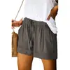 Amazon Wish Shorts Casuais Femininos Verão 2025 Novo Estilo Europeu Cintura Alta Amarração Soltos Perna Larga Calça