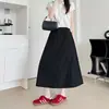 Falda de Trabajo con Cordón Estilo Americano para Mujer, Nueva Falda Midi A-Line Adelgazante de Cintura Alta con Efecto Plisado para Primavera y Otoño, Falda Corta Casual para Mujer Petite