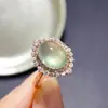 Anel de semente de uva natural gelo fluorescente prata 925 seiko cravejado pedra principal 8x 10mm pedra de uva natural