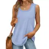 2026 Amazon Wish Verão Europeu e Americano Costurado Sem Mangas Gola Redonda Cor Sólida Regata Camiseta Estilo Doce Transfronteiriço para Mulheres