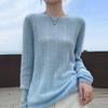 Outono e Inverno Novo Oco Leque Suéter De Lã De Malha Feminino Crewneck Loose Pullover Sweater Moda Nicho Top De Manga Comprida