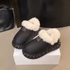 Sapatos Peludos Super Populares Slip-On para Mulheres no Inverno com Forro de Lã para Manter Aquecido para Usar ao Ar Livre 2025 Novo Popular Gorro para Gestantes Sapatos de Algodão