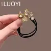 Nuevo Estilo 2025 Sencillo y Elegante Goma para el Cabello de Flor de Cristal para Mujer, Fresco y de Alta Elasticidad Anillo para Coleta y Moño Accesorio para el Cabello