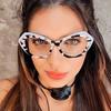 Gafas de Lluvia Estilo Nuevo Transfronterizo Europeo y Americano Bloques de Color Irregulares Ojo de Gato Antiluz Azul Lentes Lisos Marco Natural para Miopía