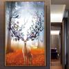 Pintura a óleo nórdica Alce Entrada Pintura decorativa Corredor simples moderno Pintura Vertical Pendurada Pintura de fundo da sala de estar Pintura de parede
